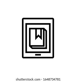 Book reader vector icon in outline, linear style isolated on white background