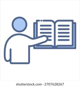 Blaues Symbol für Buchlesung, Vektorgrafik