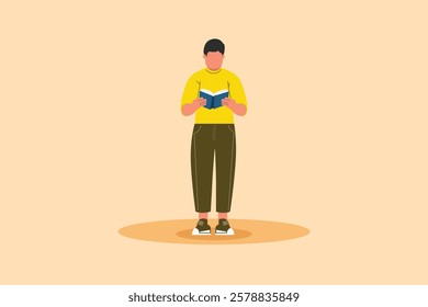 Book reading concept. Colored flat vector illustration isolated.