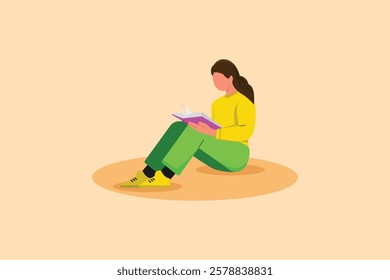 Book reading concept. Colored flat vector illustration isolated.