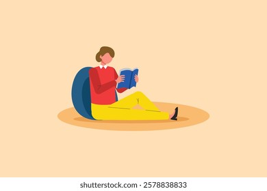 Book reading concept. Colored flat vector illustration isolated.