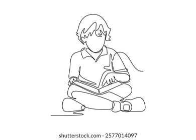 Book reading concept. Single line draw design vector graphic illustration.	