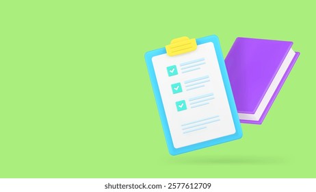 Book reading to do list complete time management education banner copy space vector illustration. Business planning efficiency and productivity success control organization work process