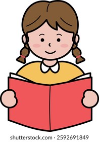 a book reading elementary school child