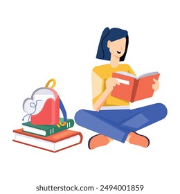 Book Reading Flat Character Illustrations