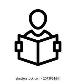 icono de lectura de libros o logotipo símbolo de signo aislado ilustración vectorial - iconos vectoriales de estilo negro de alta calidad
