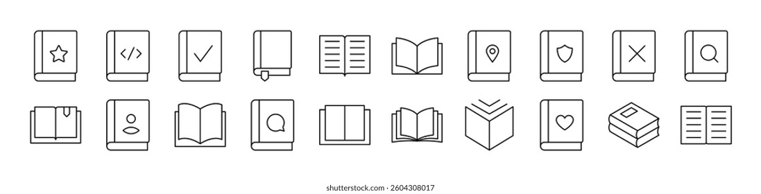 Book and Reading Line Icon Collection. Editable Stroke. Perfect for Infographics, Articles, Books, Flyers, Banners