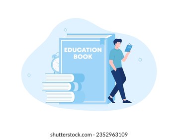 Book reading literacy concept vector trending concept flat illustration