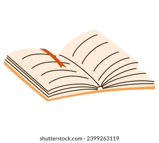 Book for reading. Literature, dictionaries, encyclopedias, planners with bookmarks. Textbook for education. Colored flat vector illustration isolated on white background