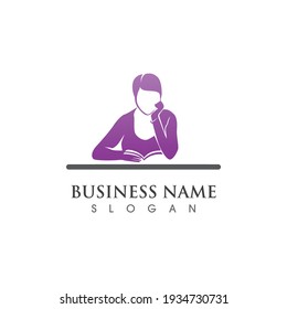 Book reading logo and symbol vector