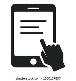 Book reading on tablet icon. Vector graphics.