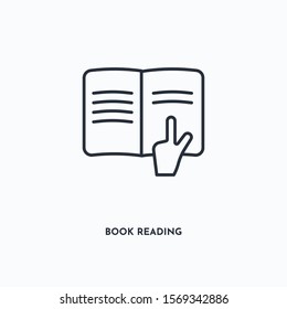 Book reading outline icon. Simple linear element illustration. Isolated line Book reading icon on white background. Thin stroke sign can be used for web, mobile and UI.