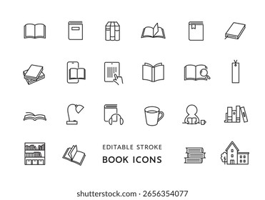 Book and reading related icon set