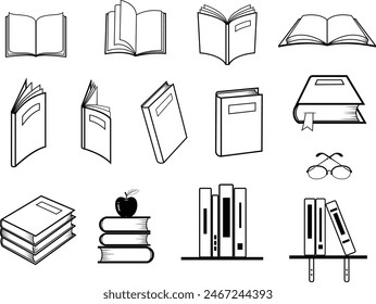 Book reading study education knowledge information research learning school contact profile line art illustration vector graphic element