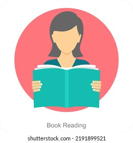 Book Reading And Study Icon Concept