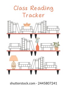 Book Reading Tracker. Vector graphics in a doodle style