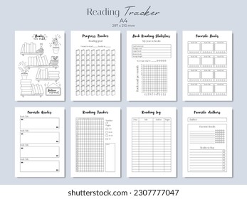 Book reading tracker, vector illustration