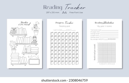 Book reading tracker, vector illustration