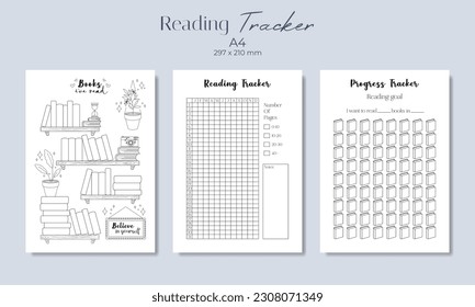 Book reading tracker, vector illustration