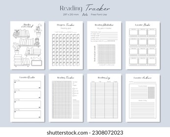 Book reading tracker, vector illustration