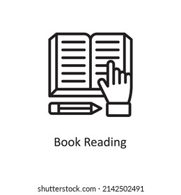 Book Reading vector Outline Icon Design illustration. Educational Technology Symbol on White background EPS 10 File
