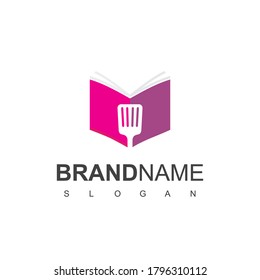 Book Recipe Logo With Spatula Symbol