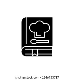 Book of recipes black icon, vector sign on isolated background. Book of recipes concept symbol, illustration 