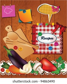 The book of recipes and fresh ingredients for cooking