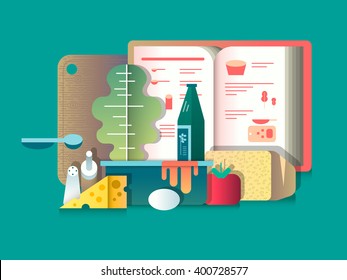 Book of recipes and products for cooking