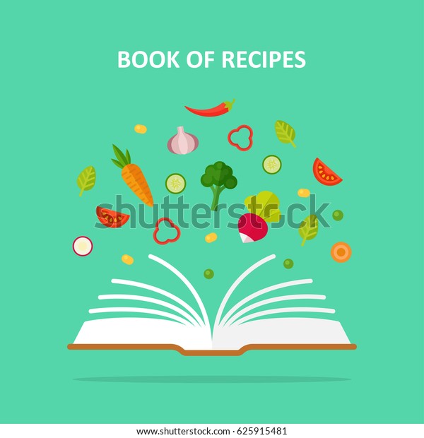 Book Recipes Vector Concept Illustration Vegetarianism Stock Vector ...