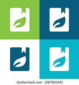 Book Recycle Flat four color minimal icon set
