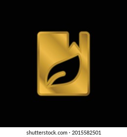 Book Recycle gold plated metalic icon or logo vector