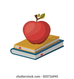 book and red apple icon