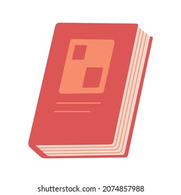 Book with red cover. Flat vector illustration isolated on white background.