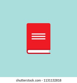 book with red cover isolated on blue background. Flat reading icon. Vector illustration. Education logo. Library pictogram.