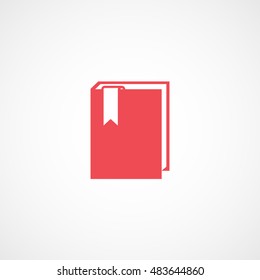 Book Red Flat Icon On White Background