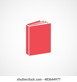 Book Red Flat Icon On White Background