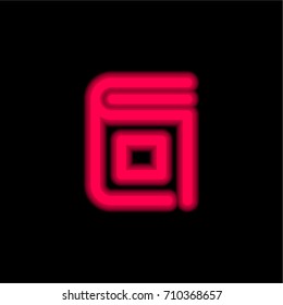 Book red glowing neon ui ux icon. Glowing sign logo vector