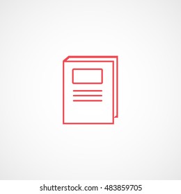 Book Red Line Icon On White Background