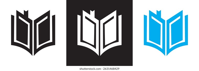 Book related icons. Vector for websites, mobile interfaces, presentations, banner, visual branding etc. Vector illustration. isolated on white and black background. EPS 10