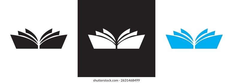 Book related icons. Vector for websites, mobile interfaces, presentations, banner, visual branding etc. Vector illustration. isolated on white and black background. EPS 10