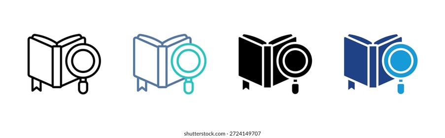 Conjunto de iconos de investigación de libros colección de estilos múltiples