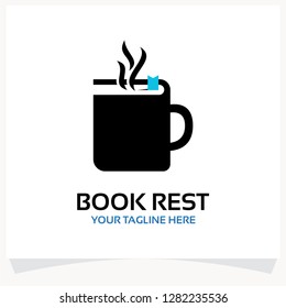 Book Rest Coffee Logo Design Template Inspiration