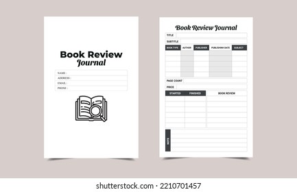 Book Review Journal KDP Interior design. Printable logbook