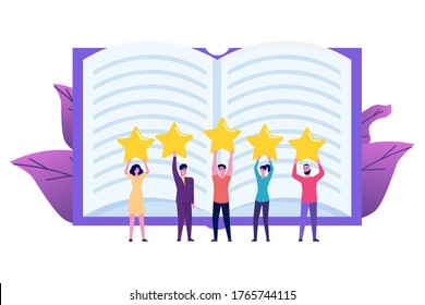 Book review, Reading club concept. Vector illustration