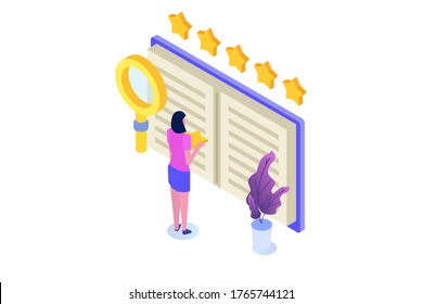 Book review, Reading club concept. Vector illustration