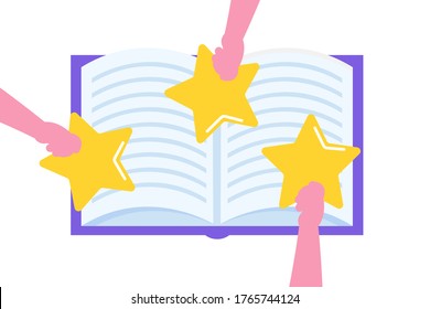 Book review, Reading club concept. Vector illustration