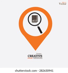 Book reviews . Search inside the dictionary.magnify with book.vector illustration.