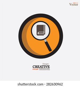 Book reviews . Search inside the dictionary.magnify with book.vector illustration.
