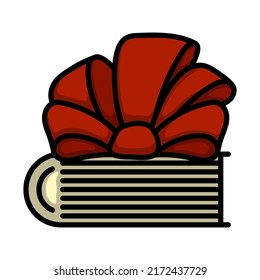 Book With Ribbon Bow Icon. Editable Bold Outline With Color Fill Design. Vector Illustration.